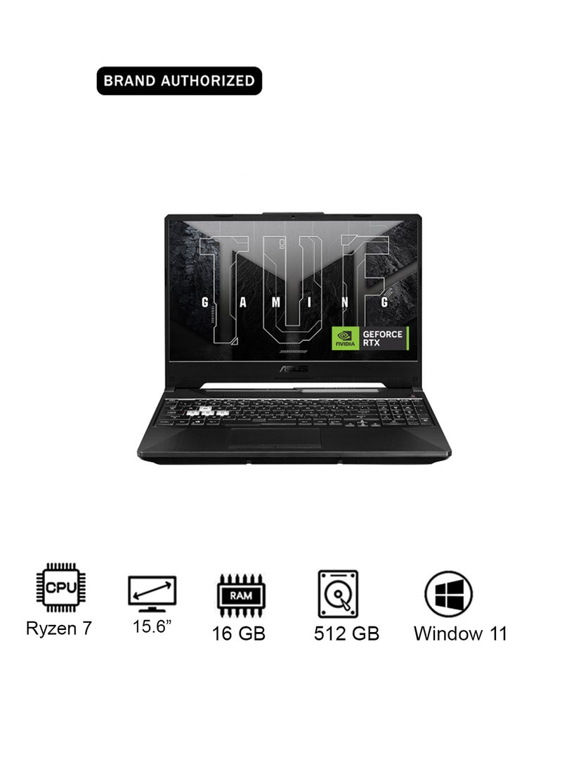 ASUS TUF A15 Gaming (2025) Laptop – AMD Ryzen 7-7445HS / 15.6inch FHD / 512GB SSD / 16GB RAM / 4GB NVIDIA GeForce RTX 3050 Graphics / Windows 11 Home / English & Arabic Keyboard / Graphite Black / Middle East Version – [FA506NCG-B165W] English/Arabic Graphite Black - Image 1