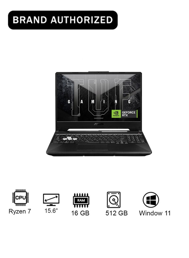 ASUS TUF A15 Gaming (2025) Laptop – AMD Ryzen 7-7445HS / 15.6inch FHD / 512GB SSD / 16GB RAM / 4GB NVIDIA GeForce RTX 3050 Graphics / Windows 11 Home / English & Arabic Keyboard / Graphite Black / Middle East Version – [FA506NCG-B165W] English/Arabic Graphite Black - Image 1