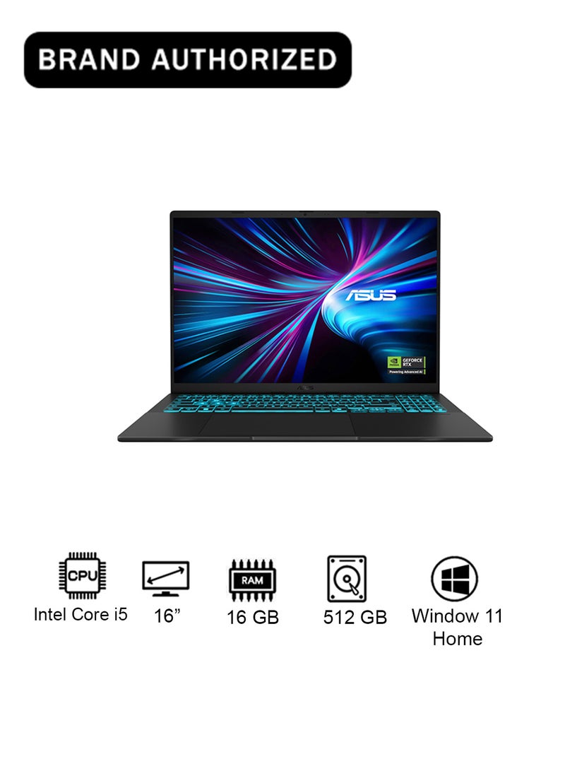 ASUS V16 Gaming (2025) Laptop – 2nd Series Laptop With 16-Inch Display, Core 5-210H Processor/16GB RAM/512GB SSD/6GB NVIDIA GeForce RTX 4050 Graphics/Windows 11 Home/Middle East Version – [V3607VU-RP038W] English/Arabic Matte Black - Image 1