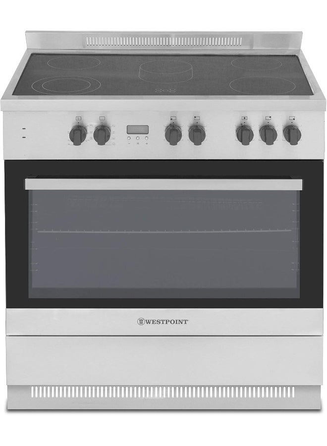 Westpoint Freestanding Ceramic Cooker 90X60 5-Burner Full-Safety,Semi Professional Cooking Range With Big Capacity Electric Oven with Fan,Thermostat,Fast Heating, WCAM-6905M9XD WCAM-6905M9XD Silver/Black - Image 4