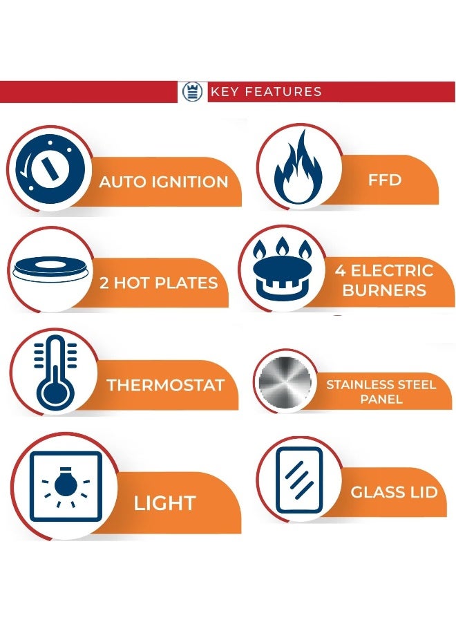 Westpoint 90x60cm Freestanding Cooker, Full Gas Cooking Range with 6 Burners Automatic Ignition & Full Safety, Cast Iron Pan Support, Stainless Steel Finish, WCER-9642E6IBOD WCER-9642E6IBOD Silver/Black - Image 3