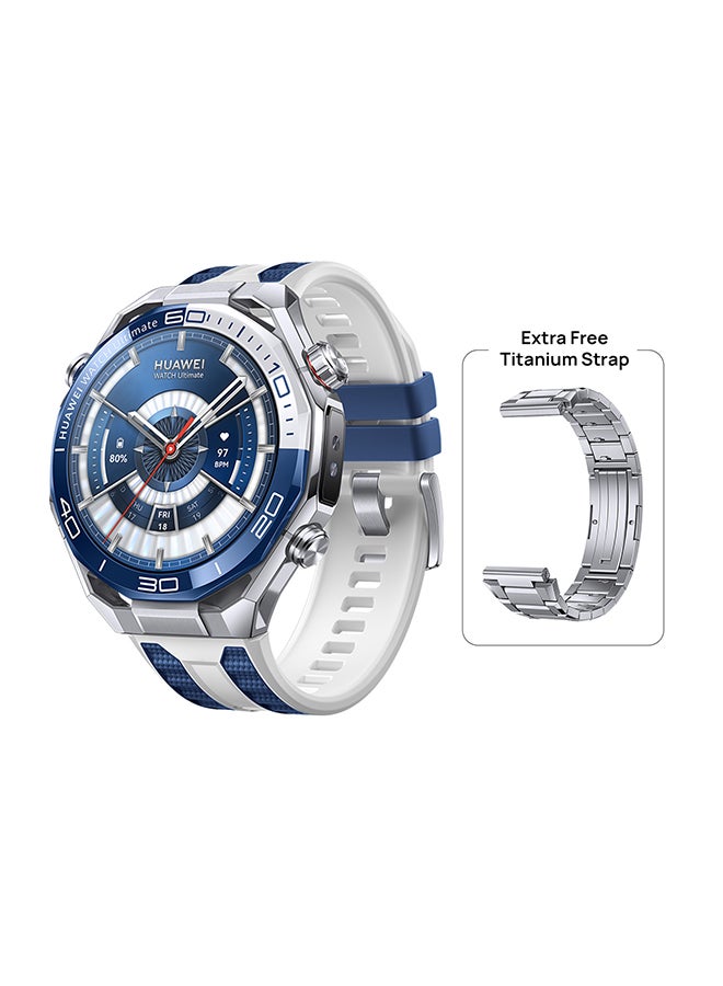 هواوي WATCH Ultimate 2 Smart Watch with Extra Titanium Strap, Zirconium-based Liquid Metal case, Accurate Health Monitor, eSIM cellular calling, Compatible with iOS and Android, 150-Meter Diving Watch blue - Image 1