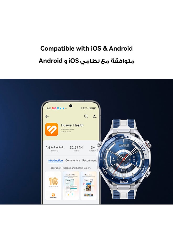 هواوي WATCH Ultimate 2 Smart Watch, Zirconium-based Liquid Metal case, Accurate Health Monitor, eSIM cellular calling, Compatible with iOS and Android, 150-Meter Diving Watch Black - Image 5