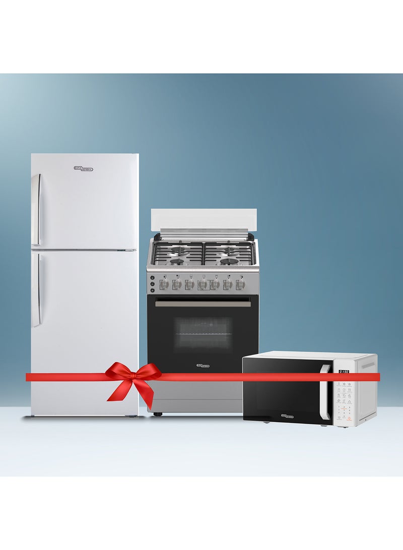 سوبر جنرال ثلاجة مزدوجة الباب سعة 255 لتر SGR255E + موقد غاز قائم 60 × 60 SGC6470MSFS + ميكروويف رقمي سعة 20 لتر SGMM922DW - Image 1