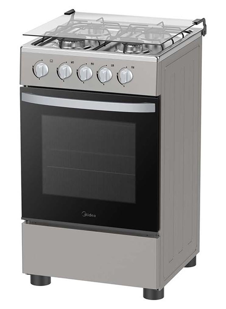 مديا موقد قائم 50x55 سم، مجموعة طهي غاز كاملة مع 4 شعلات، إشعال يدوي وأمان كامل - Image 1
