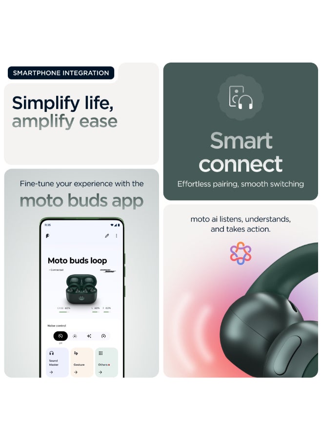 Motorola Buds Loop, Sound by BOSE, PANTONE Trekking Green PANTONE Trekking Green - Image 3