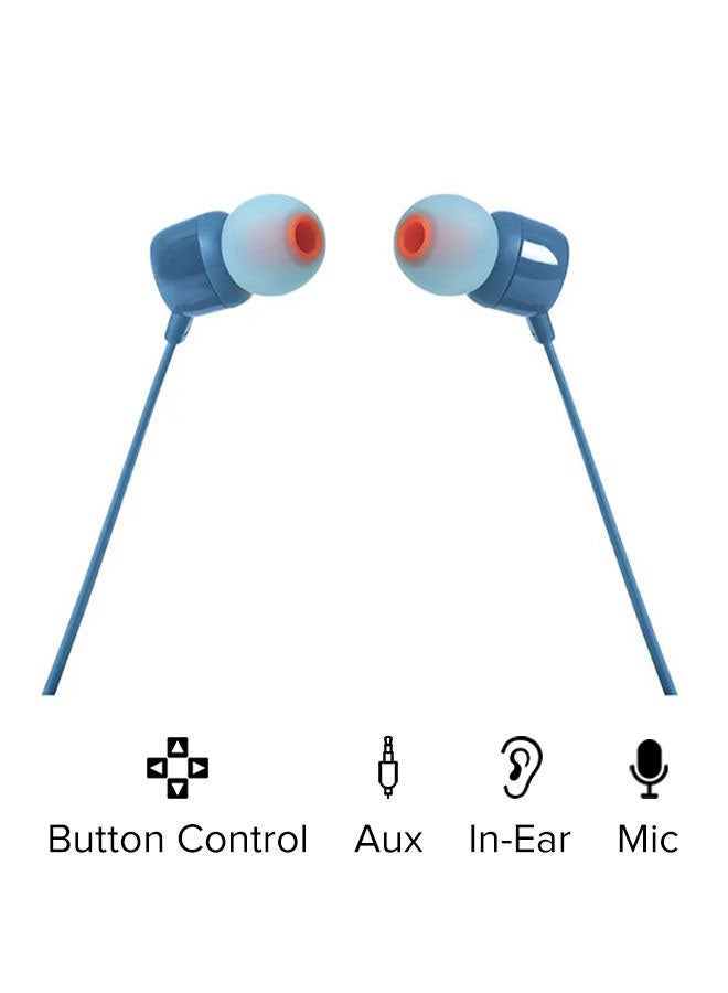 جي بي إل Renewed - T110 Pure Bass In-Ear Headphone Blue - Image 2