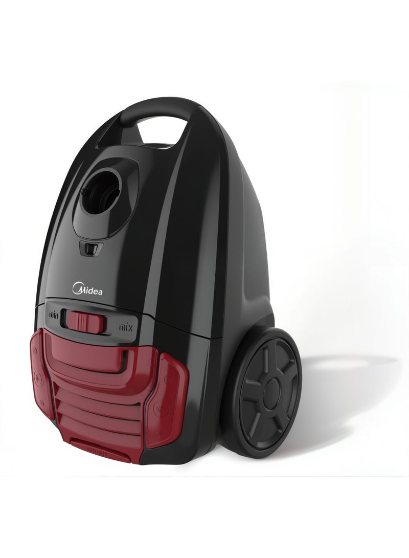 مديا Midea Vacuum Cleaner 16A, Silence system​, Large dust capacity​, Dust full indicator​, Variable power control​, Outlet HEPA filter​, 3 Liters, Black and Red 3 L 1800 kW 6221284001536 Black and Red