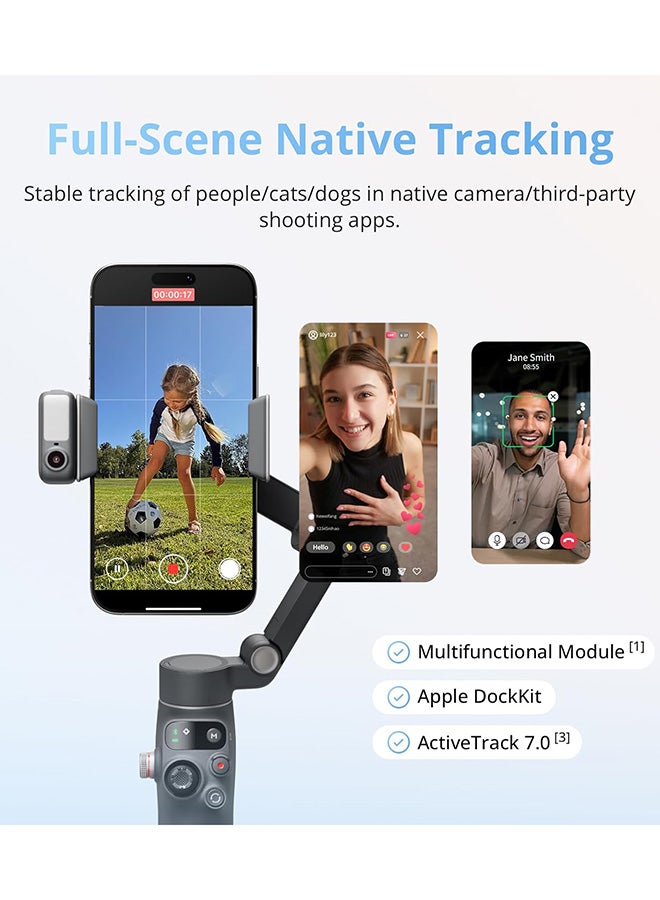 dji Osmo Mobile 8 Gimbal Stabilizer For Phone, Native Tracking with Audio And Lighting, 360° Pan Rotation, Built-in Extension Rod And Tripod, 10h Battery, Extension Rod, Robust 3-Axis Stabilization Grey - Image 2