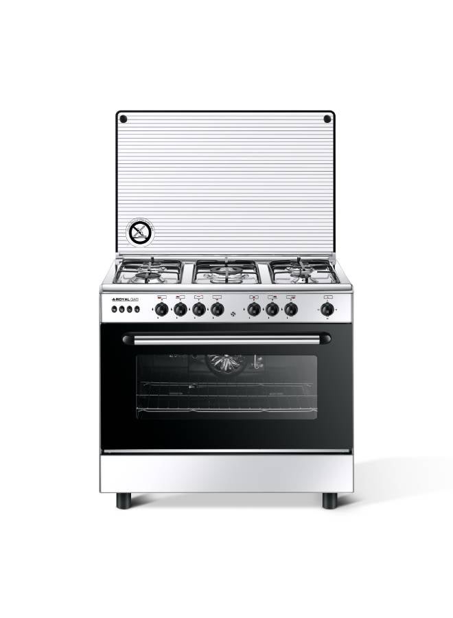 Gas cooker 5 burners with Oven/Grill 60X90 FT90-E-SS-MV silver/black