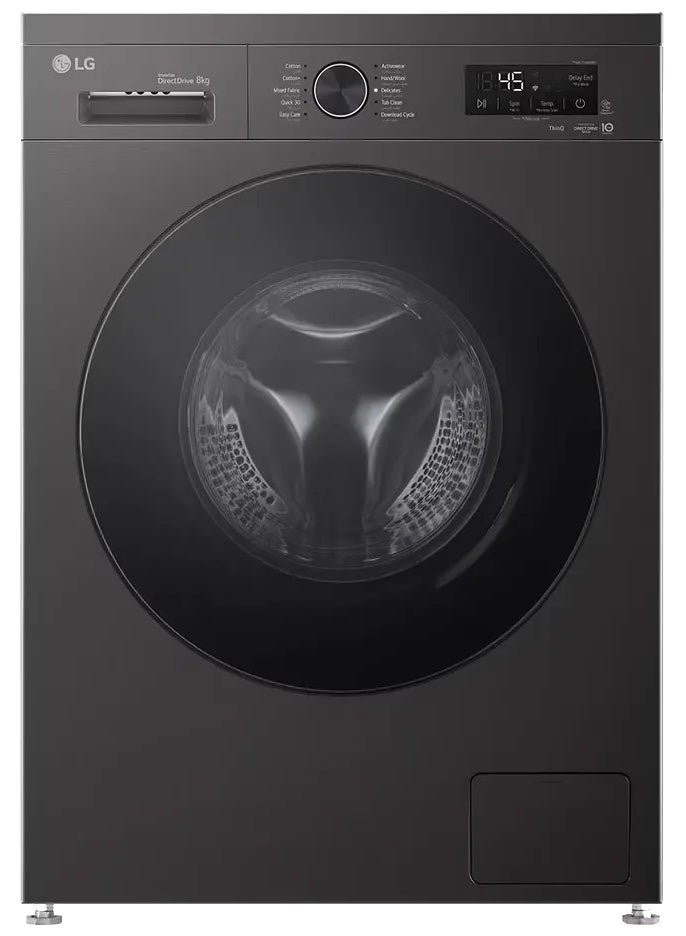 إل جي LG Full Automatic Front Load Washing Machine, 8 Kg, 1400 RPM, Digital Screen, Inverter Technology, Black, F4Y2TYGYZ F4Y2TYGYZ Black