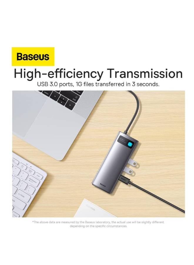 Baseus metal gleam series 6-in-1 multifunctional type-c hub docking station gray(type-c to hdmi*1+usb3.0 * 3+pd*1+vga*1) grey - Image 2