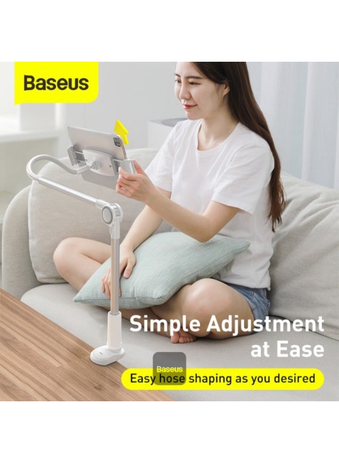Baseus Phone Holder 360 Adjustable Long Arm Lazy Phone Holder Pro Clip Foldable Desk Tablet Mount Holder Stand Compatible with All 4.7-12.9 inches Phones and Tablets silver - Image 5