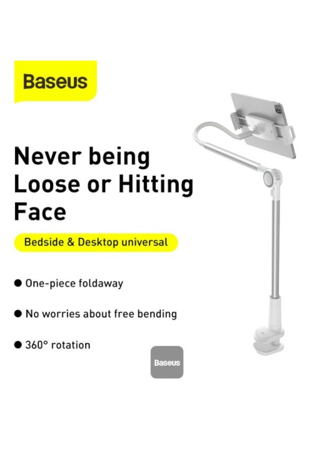 Baseus Phone Holder 360 Adjustable Long Arm Lazy Phone Holder Pro Clip Foldable Desk Tablet Mount Holder Stand Compatible with All 4.7-12.9 inches Phones and Tablets silver - Image 4