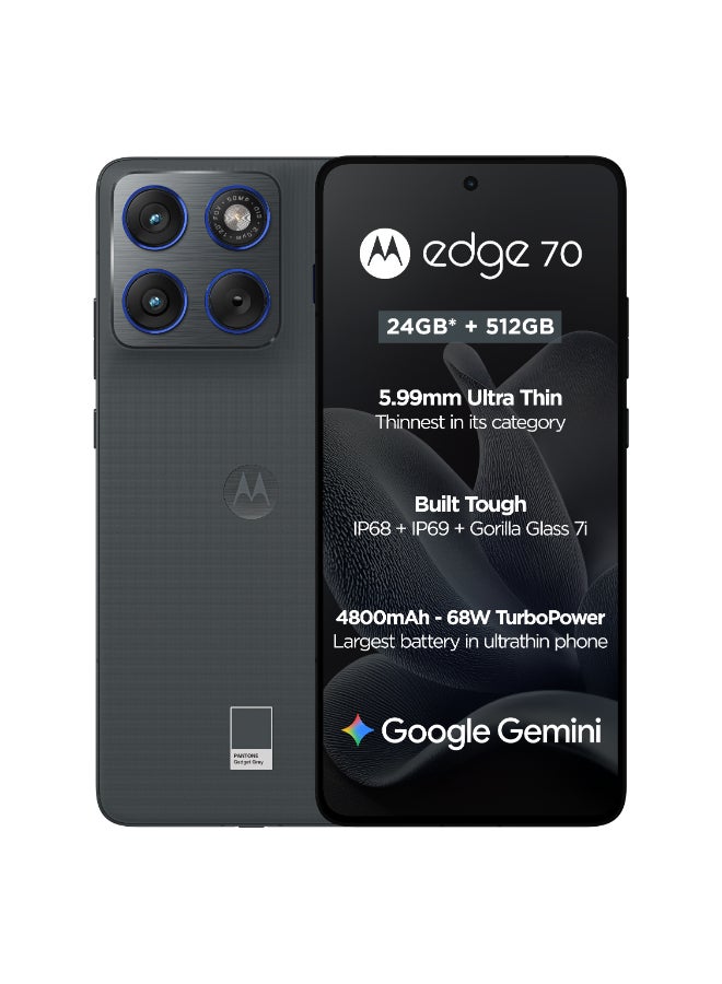 Motorola Edge 70 Dual SIM 5G 12 RAM 512GB Gadget Grey With Free Gifts - Middle East Version - Image 2
