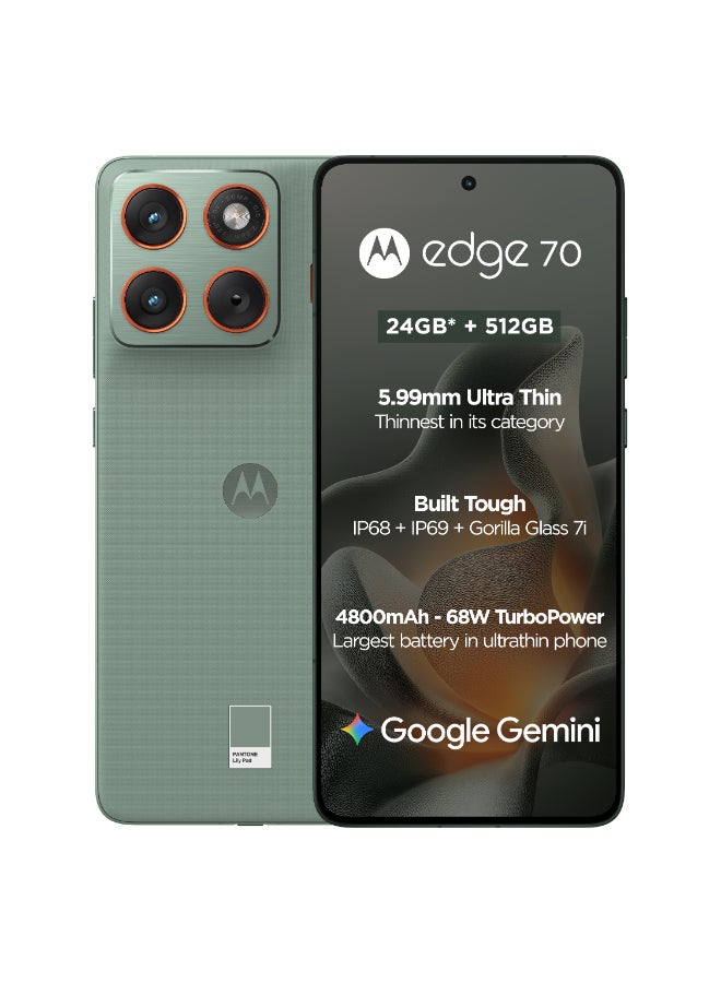 Motorola Edge 70 Dual SIM 5G 12 RAM 512GB Lily Pad With  Free Gifts - Middle East Version - Image 2