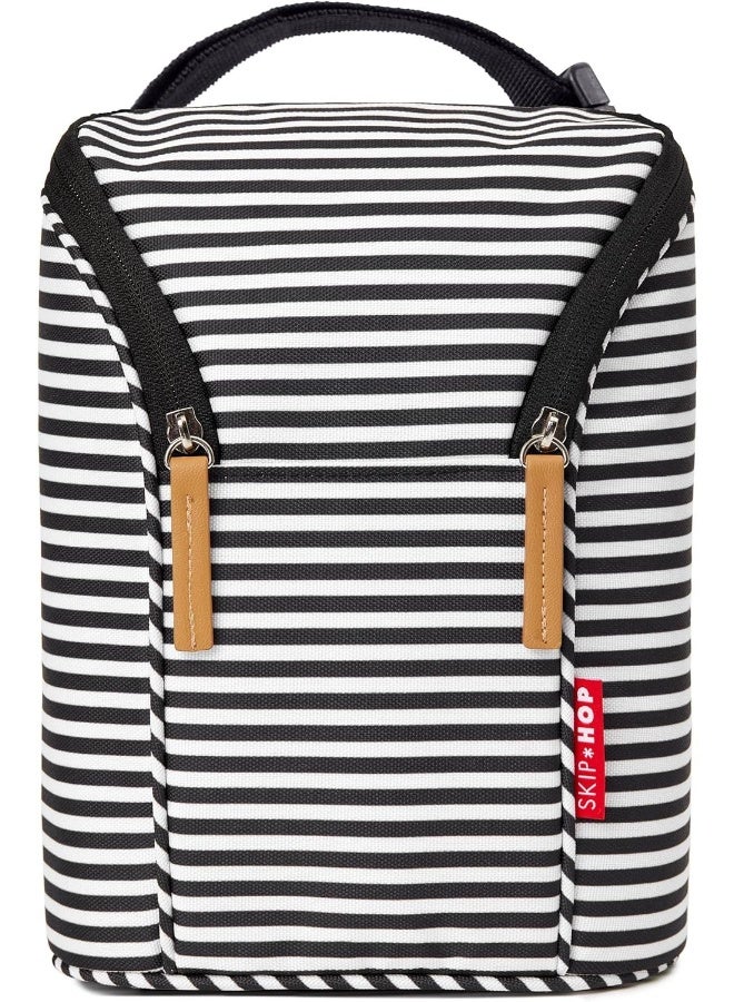 سكيب هوب حقيبة زجاجة الرضيع من سكيب هوب، سهلة الحمل، مخطط أسود/أبيض - Image 1