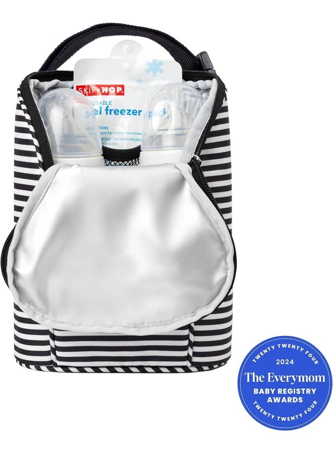 سكيب هوب حقيبة زجاجة الرضيع من سكيب هوب، سهلة الحمل، مخطط أسود/أبيض - Image 2