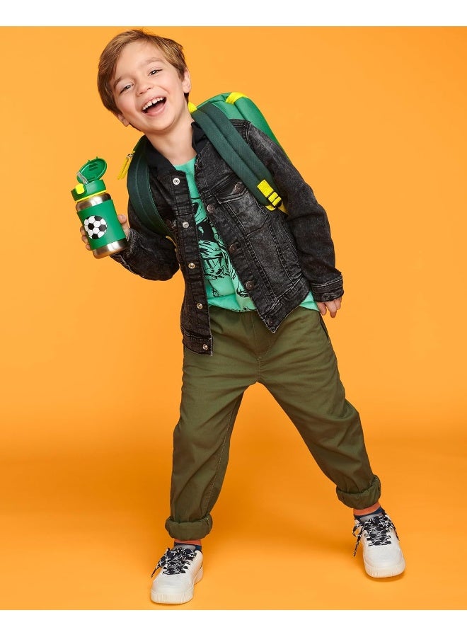 سكيب هوب كوب شرب للأطفال من سكيب هوب مع قشة، زجاجة قشة من الفولاذ المقاوم للصدأ، كرة القدم - Image 5