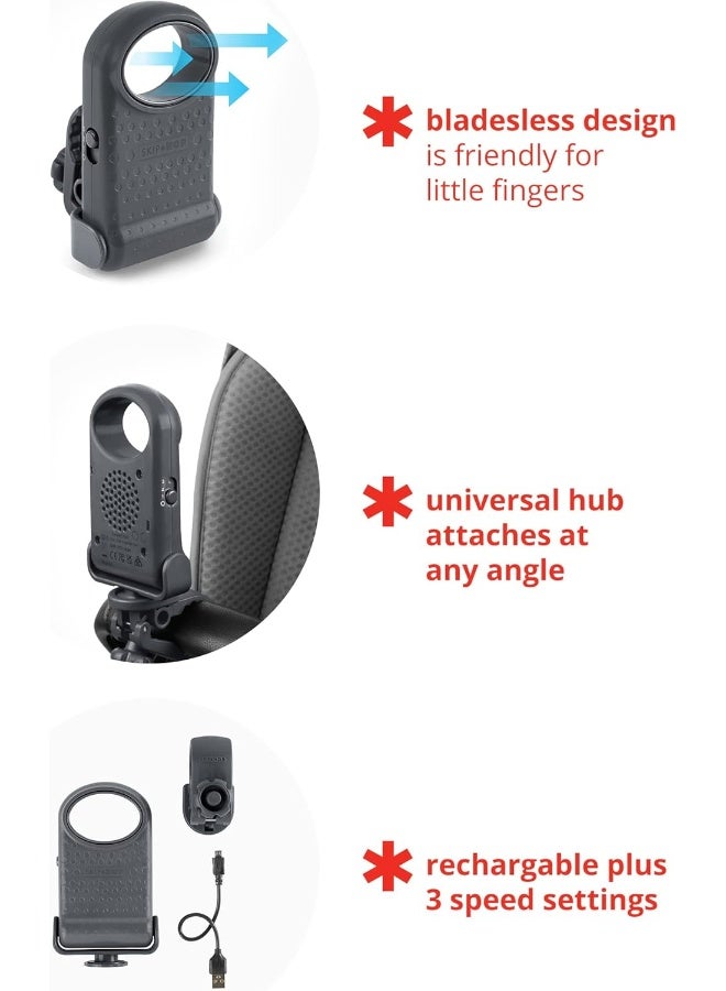 سكيب هوب مروحة عربة الأطفال المحمولة من سكيب هوب بدون شفرات، 3 سرعات قابلة للتعديل، تنزه واتصال، رمادي - Image 3