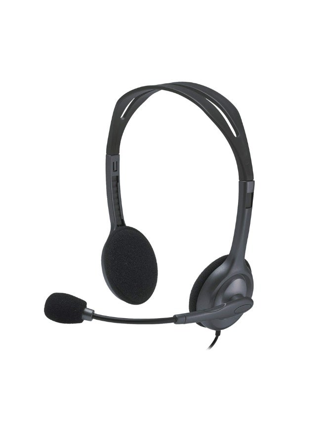 Logitech H111 Wired Stereo Headset with Noise-Cancelling Mic, 3.5mm Audio Jack, Lightweight Design – Black - Image 1