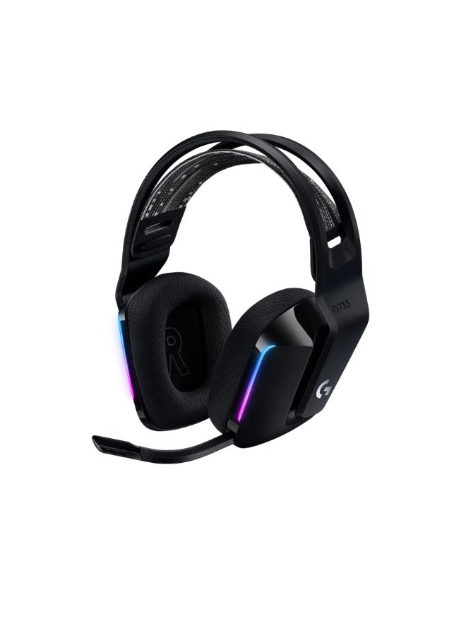 Logitech G733 Lightspeed Wireless RGB Gaming Headset with Blue VO!CE Mic, LIGHTSYNC RGB, Lightweight Comfort, 29-Hour Battery – Black - Image 1