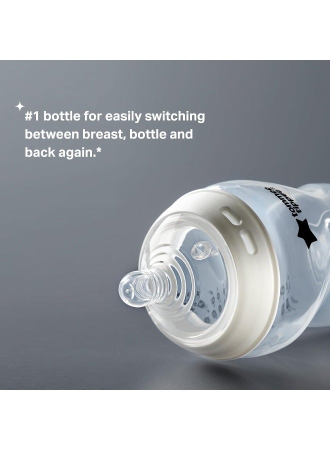 تومي تيبي زجاجات تومي تيبي الأقرب إلى الطبيعة للأطفال، أصدقاء الغابة | مثل الثدي، صمام مضاد للمغص (9 أونصات، 3 قطع) - Image 3