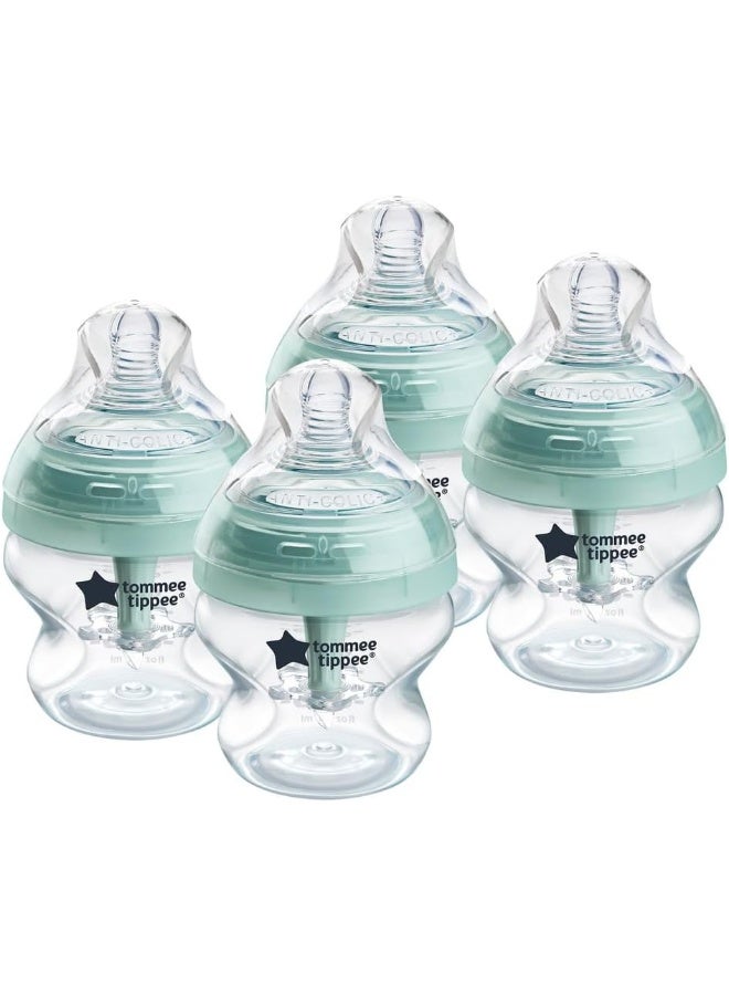 تومي تيبي زجاجات تومي تيبي للأطفال، زجاجة متقدمة مضادة للمغص بحجم 5 أونص، 0 شهر فما فوق، ذاتية التعقيم، أساسيات تغذية الأطفال، عبوة من 4 - Image 1