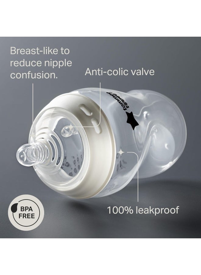 تومي تيبي زجاجة تومي تيبي الطبيعية للرضع، 11 أونصة، تغذية أكثر كثافة، مشابهة للثدي للأطفال من 6 أشهر فما فوق، زجاجات ملونة فييستا، أخضر وزمردي، عبوة من 2 - Image 3