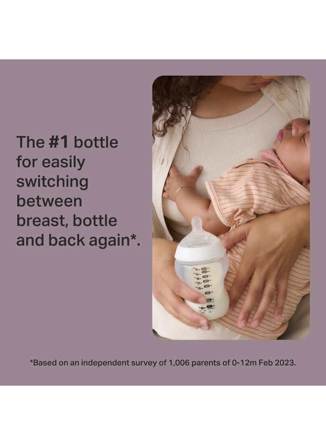 تومي تيبي زجاجة تومي تيبي الطبيعية للرضع، 11 أونصة، تغذية أكثر كثافة، مشابهة للثدي للأطفال من 6 أشهر فما فوق، زجاجات ملونة فييستا، أخضر وزمردي، عبوة من 2 - Image 2