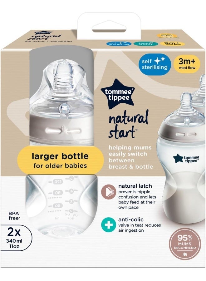 تومي تيبي زجاجات تغذية تومي تيبي أقرب إلى الطبيعة 2X 340 مل، أبيض - Image 2