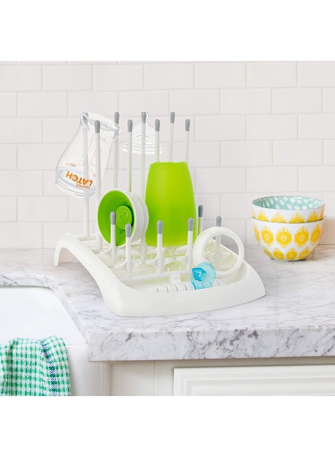 مونشكين Munchkin Fold Baby Bottle Drying Rack - Compact Design Folds Flat for Easy Storage, White/Grey - Image 3
