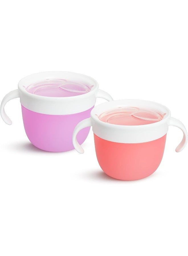 مونشكين MunchkinÂ® Snackâ„¢ Catcher Toddler Snack Cups, 2 Pack, Pink/Purple - Image 1