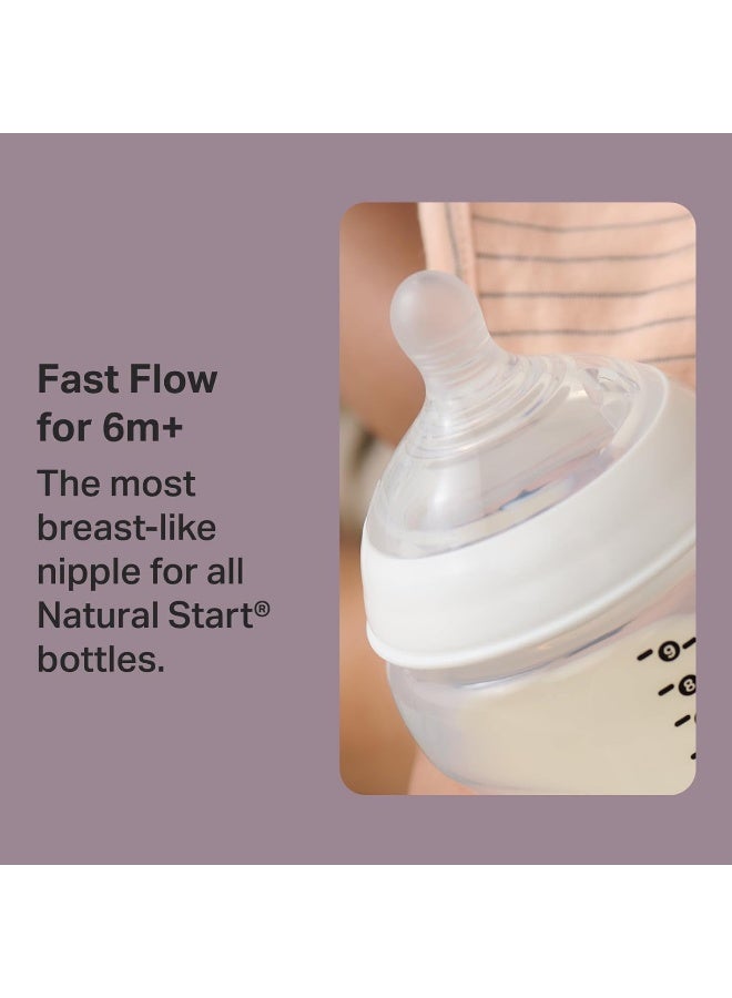 تومي تيبي زجاجة حليب تومي تيبي الأقرب إلى الطبيعة بتدفق سريع، 6+ أشهر - عبوة 2 - Image 2