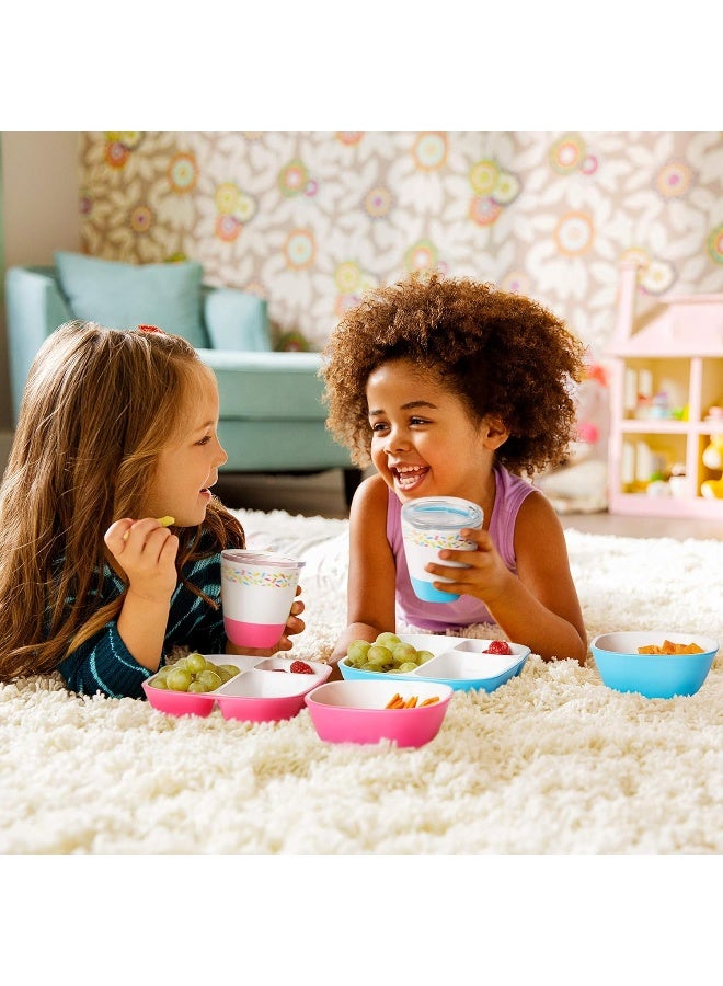 مونشكين Munchkin® Splash™ Toddler Feeding Supplies Set, Includes Divided Plate, Bowl and Open Cup, Blue Sprinkles - Image 2