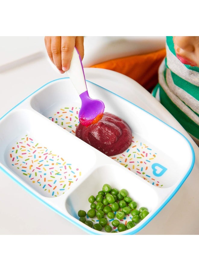 مونشكين Munchkin® Splash™ Toddler Feeding Supplies Set, Includes Divided Plate, Bowl and Open Cup, Blue Sprinkles - Image 4