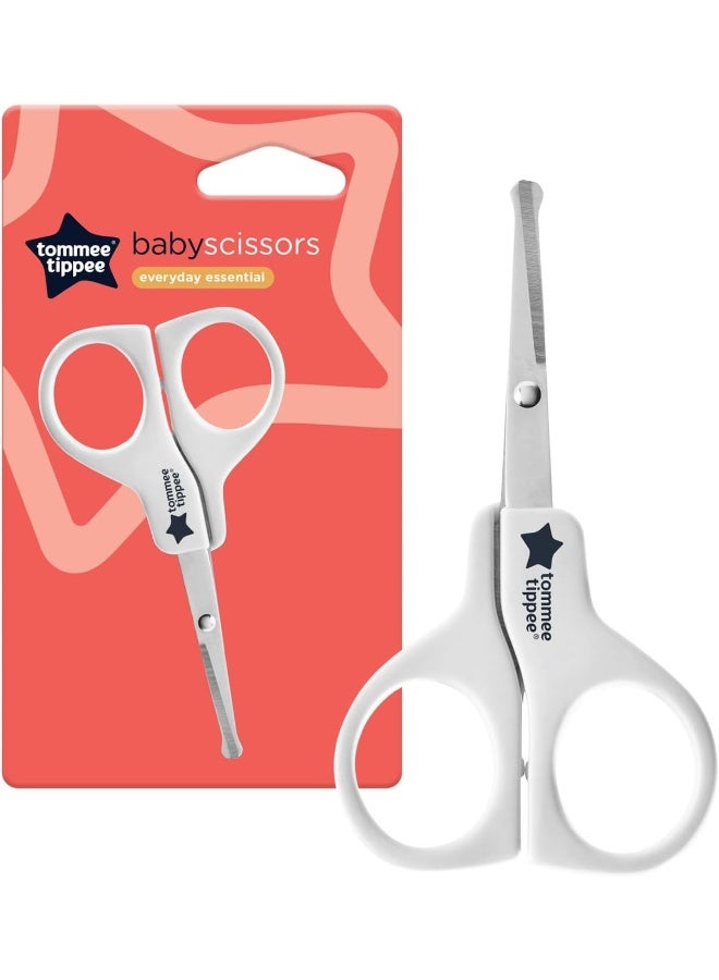 تومي تيبي Tommee Tippee Baby Nail Scissors for Newborns â€“ Safe Rounded Tips, Easy Grip, Infant Nail Cutter, Grooming Tool for Babies â€“ White, Pack of 1 - Image 1