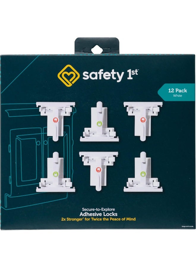 Safety 1st Secure-to-Explore Adhesive Locks (12 Locks), White - Image 1