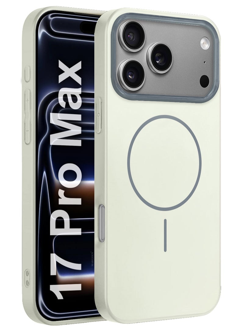 MARGOUN Slim Fit TPU Case for iPhone 17 Pro Max - Full Edge Protection Glossy Hard TPU Case Cover - Ultra Thin and Anti-Fingerprint - Off White-1 - Image 1