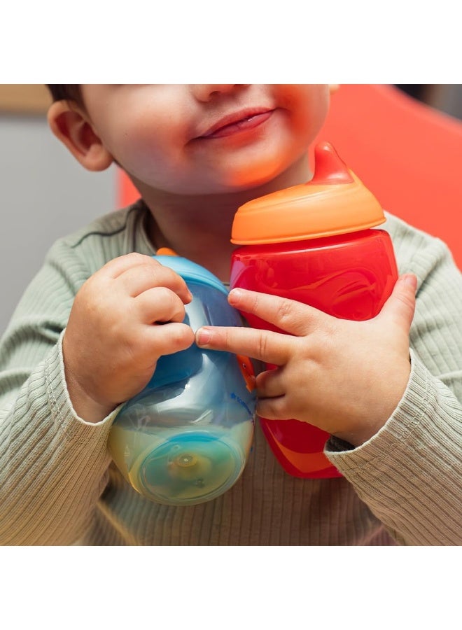 تومي تيبي Tommee Tippee Sippee Cup, Water Bottle for Toddlers, 9 Months+, 10oz, Spill-Proof, Bite-Resistant Spout, BPA Free, Pack of 3, Red, Purple and Green - Image 3