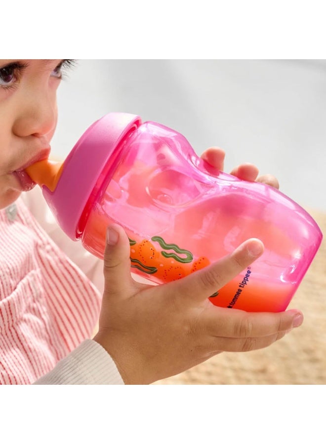 تومي تيبي Tommee Tippee Sportee Bottle, Sippy Cup for Toddlers, 12 Months+, 10oz, Spill-Proof, Bite Resistant Spout, Easy to Hold Design, Pack of 3, Pink, Red and Orange - Image 2