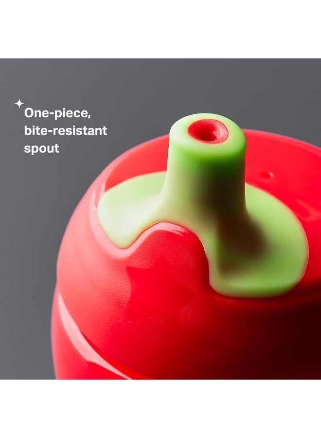 تومي تيبي Tommee Tippee Sportee Bottle, Sippy Cup for Toddlers, 12 Months+, 10oz, Spill-Proof, Bite Resistant Spout, Easy to Hold Design, Pack of 3, Pink, Red and Orange - Image 3