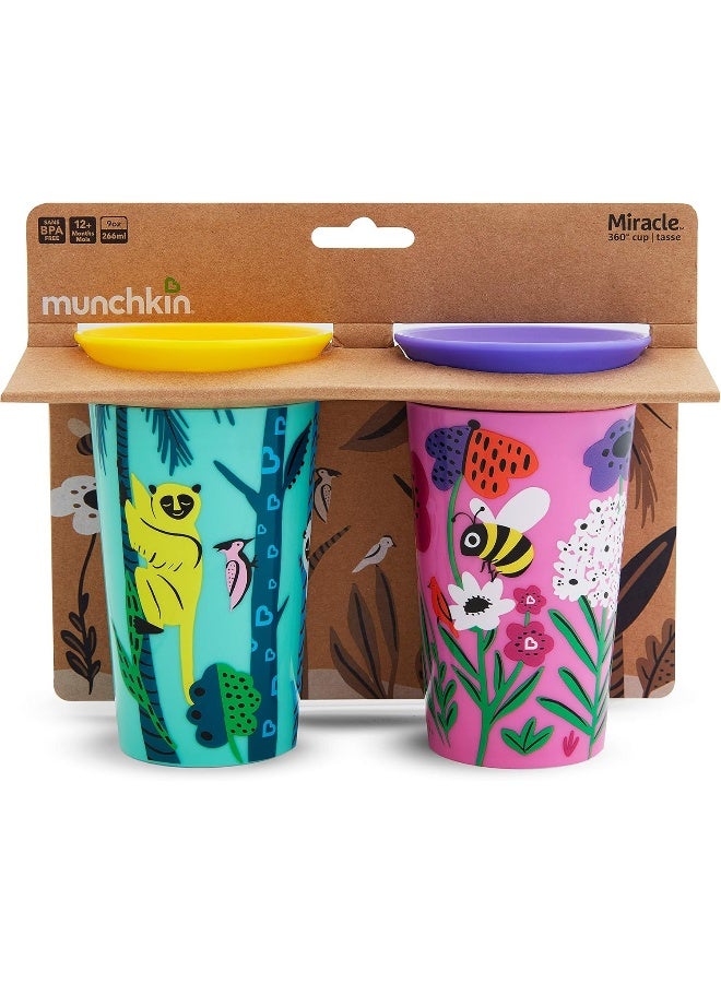 مونشكين Munchkina Miraclea 360 WildLove Sippy Cup, 9 Oz, 2 Pack, Bee/Lemur - Image 5
