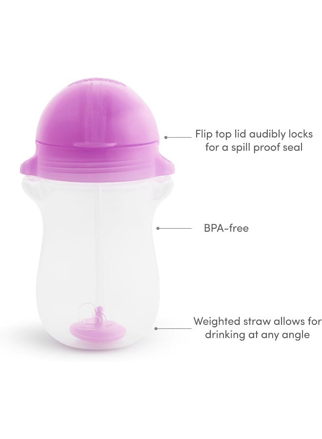 مونشكين Munchkin Any Angle Sippy Cup for Toddlers, Weighted Toddler Straw Cup with Click Lock Lid, 10 Ounce, 2 Pack, Pink/Purple - Image 4