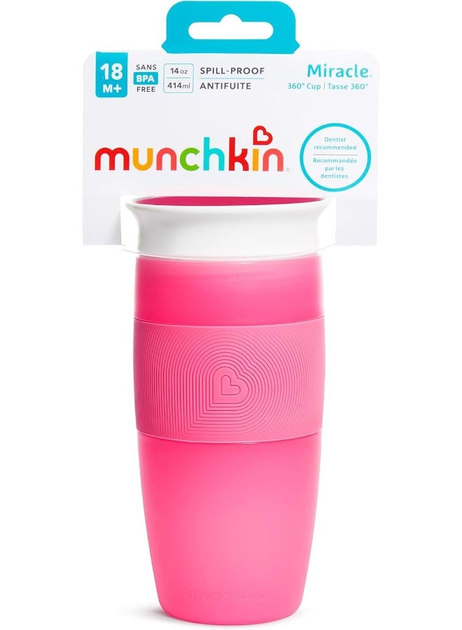 مونشكين Munchkin Miracle 360 Sippy Cup, 14 Oz., Pink - Image 2