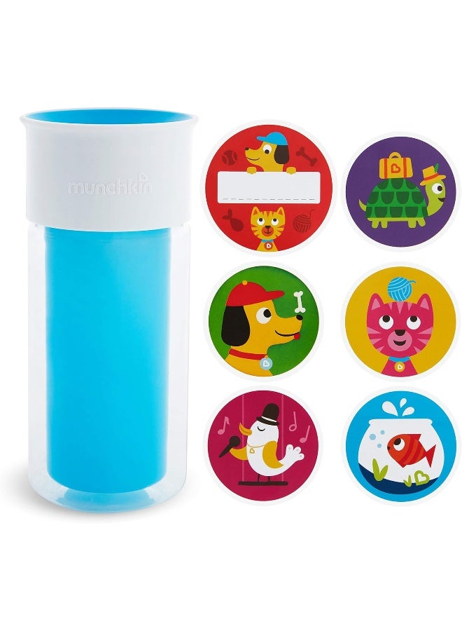 مونشكين MunchkinÂ® MiracleÂ® 360 Insulated Sippy Cup, Includes Stickers to Customize Cup, 9 Ounce, Blue - Image 1