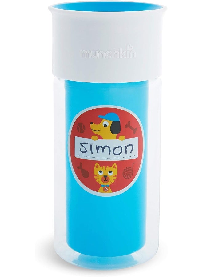 مونشكين MunchkinÂ® MiracleÂ® 360 Insulated Sippy Cup, Includes Stickers to Customize Cup, 9 Ounce, Blue - Image 4