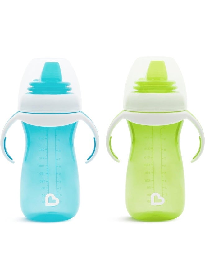 مونشكين كوب شرب مunchkin الانتقالي اللطيف مع مقابض تدريب، 10 أونصات، أزرق/أخضر، عبوة 2 - Image 1