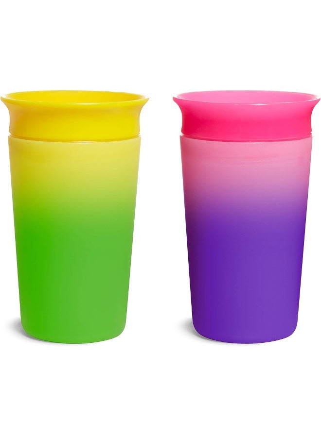 مونشكين كوب سبي من مانشكن® ميركل® 360 للأطفال، يتغير لونه مع المشروبات الباردة، 9 أونصات، عبوة من 2، وردي/أصفر - Image 1