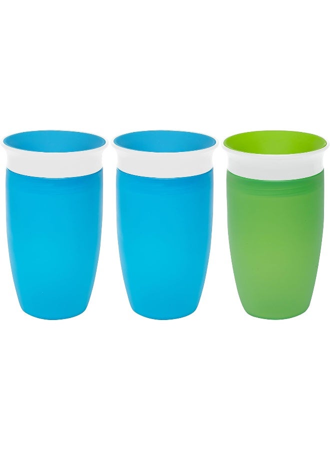 مونشكين Munchkin Miracle 360 Degree 10 Ounce Spoutless Cup, 3 Pack (Blue/Blue/Green)